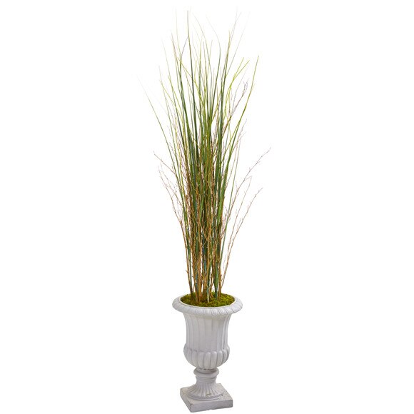 49 Grass and Bamboo Artificial Plant in Gray Urn - SKU #9902