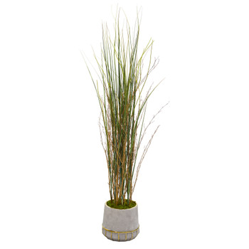 41 Grass and Bamboo Artificial Plant in Planter with Gold Trimming - SKU #9903