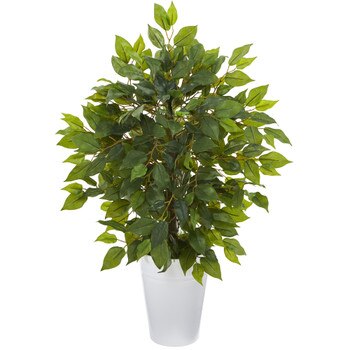 16 Mini Ficus Artificial Tree in White Planter - SKU #9912