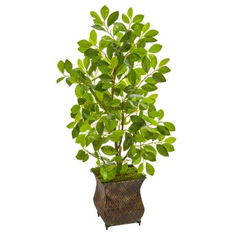 35 Ficus Artificial Tree in Decorative Metal Planter - SKU #9923