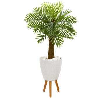 48 Robellini Palm Artificial Tree in White Planter with Stand - SKU #9939