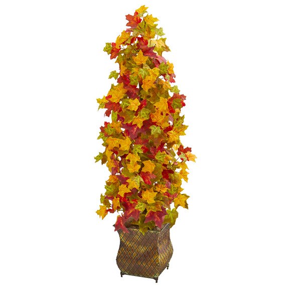 41 Autumn Maple Artificial Tree in Decorative Metal Planter - SKU #9949