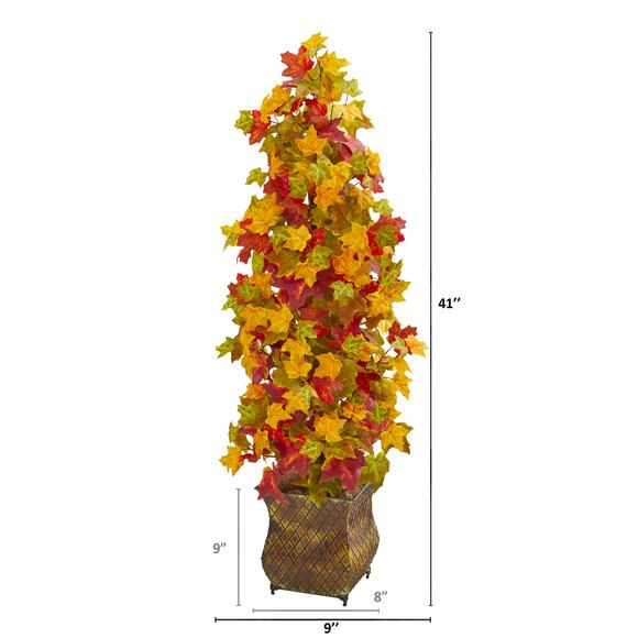 41 Autumn Maple Artificial Tree in Decorative Metal Planter - SKU #9949 - 1