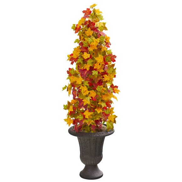47 Autumn Maple Artificial Tree in Decorative Brown Urn - SKU #9950