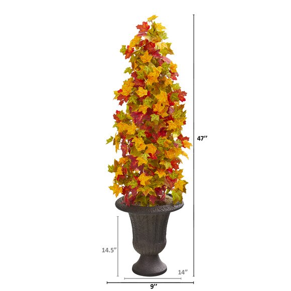 47 Autumn Maple Artificial Tree in Decorative Brown Urn - SKU #9950 - 1
