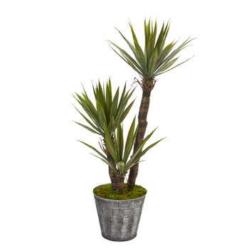 52 Yucca Artificial Tree in Embossed Black Planter - SKU #9966