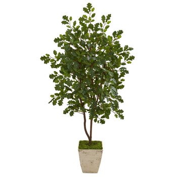 53 Oak Artificial Tree in Country White Planter - SKU #9994