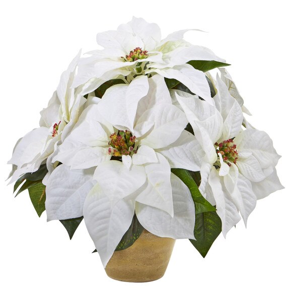 Poinsettia Artificial Arrangement in Ceramic Vase - SKU #A1060
