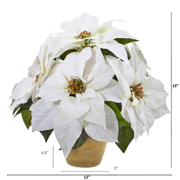 Poinsettia Artificial Arrangement in Ceramic Vase - SKU #A1060 - 1