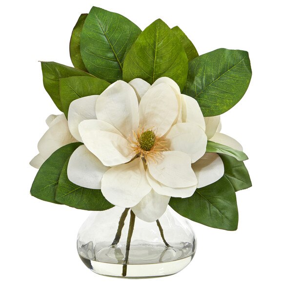 Magnolia Artificial Arrangement in Glass Vase - SKU #A1064