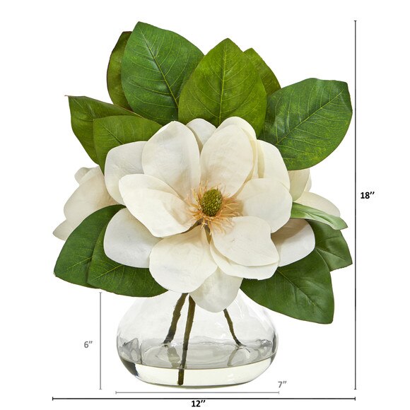 Magnolia Artificial Arrangement in Glass Vase - SKU #A1064 - 1