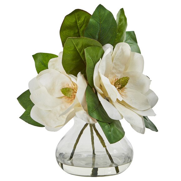Magnolia Artificial Arrangement in Glass Vase - SKU #A1064 - 2