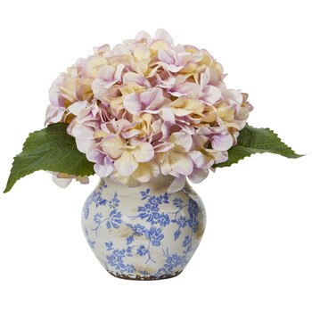 Hydrangea Artificial Arrangement in Floral Vase - SKU #A1080-LV