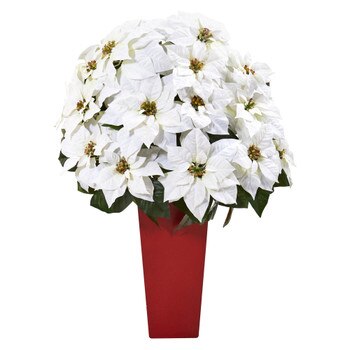 32 Poinsettia Artificial Arrangement in Red Vase - SKU #A1242