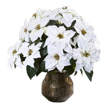 24 Poinsettia Artificial Arrangement in Designer Vase - SKU #A1243