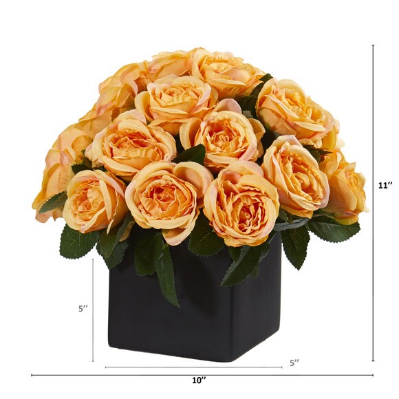 11 Rose Artificial Arrangement in Black Vase - SKU #A1292 - 3
