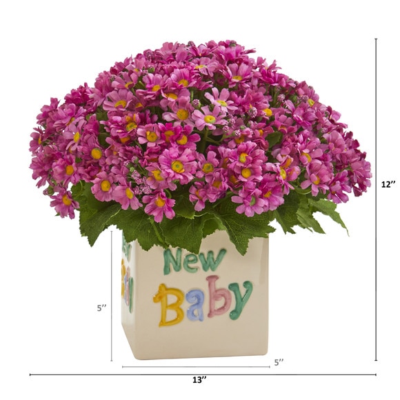 13 Daisy Artificial Arrangement in New Baby Vase - SKU #A1315 - 1