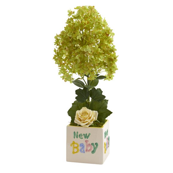 21 Peegee Hydrangea and Rose Artificial Arrangement in Vase - SKU #A1319
