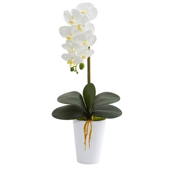 23 Phalaenopsis Orchid Artificial Arrangement in White Vase - SKU #A1336
