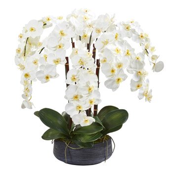 29 Phalaenopsis Orchid Artificial Arrangement in Decorative Bowl - SKU #A1339