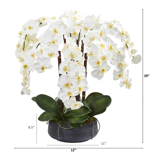 29 Phalaenopsis Orchid Artificial Arrangement in Decorative Bowl - SKU #A1339 - 1