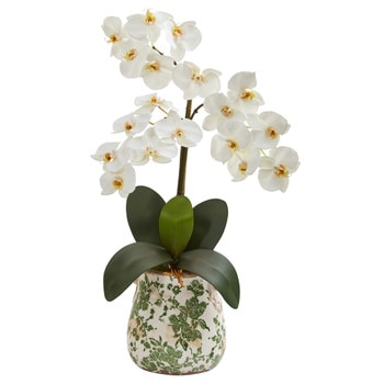 23 Triple Phalaenopsis Orchid Artificial Arrangement in Floral Vase - SKU #A1359