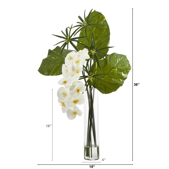 3 Phalaenopsis Orchid and Pothos Artificial Arrangement - SKU #A1426 - 1