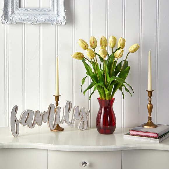 22 Dutch Tulip Artificial Arrangement in Ruby Vase - SKU #A1491 - 2