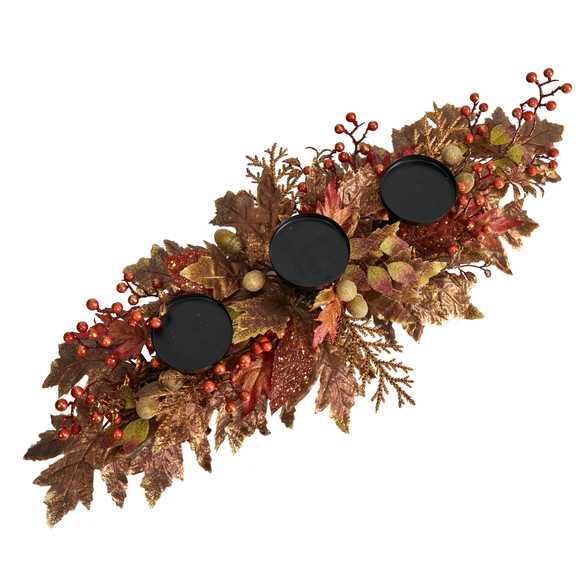 36 Autumn Maple Leaves and Berries Fall Harvest Candelabrum Arrangement - SKU #A1785 - 2