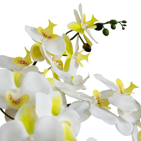 23 Artificial Phalaenopsis Orchid Arrangement in White Ceramic Planter Real Touch - SKU #A2156 - 2