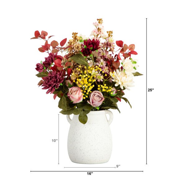 25 Mixed Flower Arrangement in Ceramic Vase - SKU #A2166 - 1