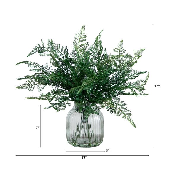 17 Artificial Forest Fern Arrangement in Glass Vase - SKU #A2176 - 1