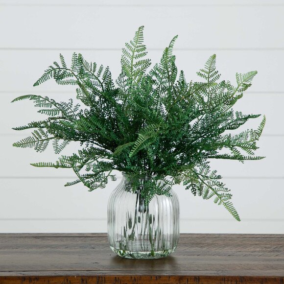 17 Artificial Forest Fern Arrangement in Glass Vase - SKU #A2176 - 8