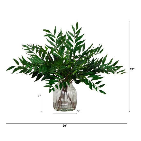 19 Palmate Fern Arrangement in Glass Vase - SKU #A2191 - 1