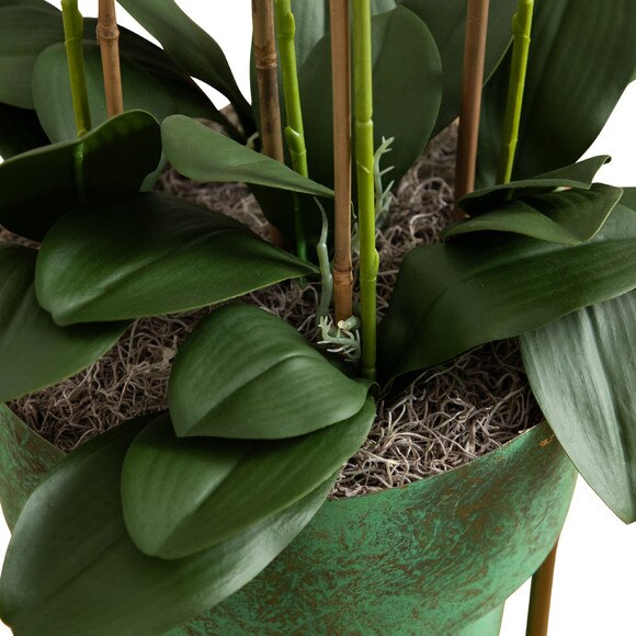 43 Artificial Orchid Arrangement in Patina Metal Planter with Stand - SKU #A2193 - 2