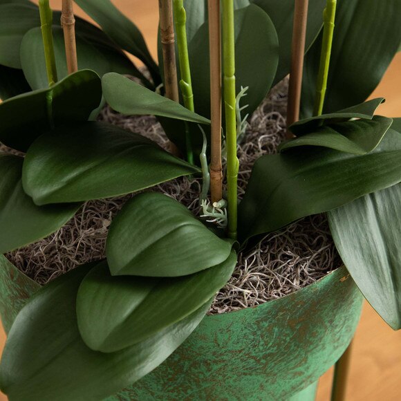 43 Artificial Orchid Arrangement in Patina Metal Planter with Stand - SKU #A2193 - 8