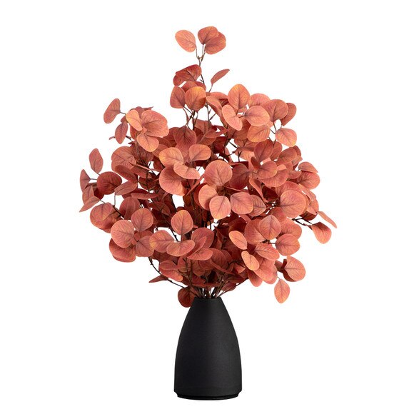 29 Autumn Eucalyptus Artificial Fall Arrangement in Black Vase - SKU #A2197