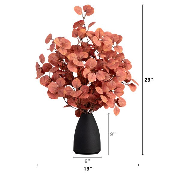 29 Autumn Eucalyptus Artificial Fall Arrangement in Black Vase - SKU #A2197 - 1