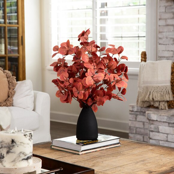 29 Autumn Eucalyptus Artificial Fall Arrangement in Black Vase - SKU #A2197 - 3