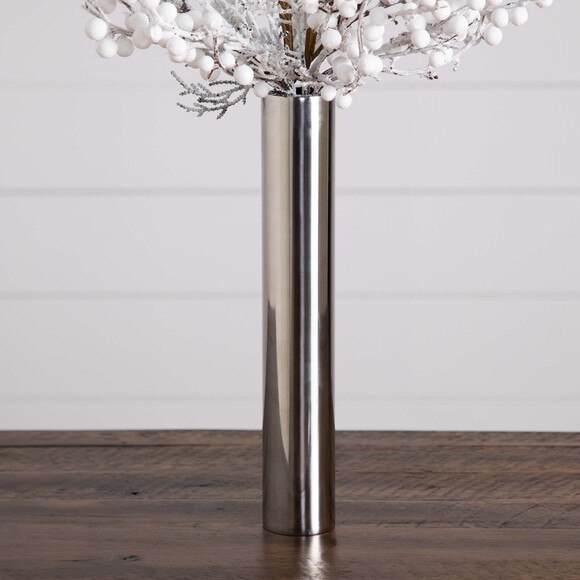 30 Artificial Flocked Berry Arrangement in Cylinder Chrome Vase - SKU #A2199 - 4