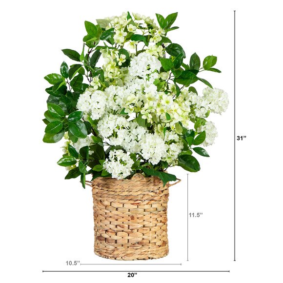 31 Artificial Mixed Flower Arrangement in Hyacinth Weave Basket - SKU #A2240 - 1