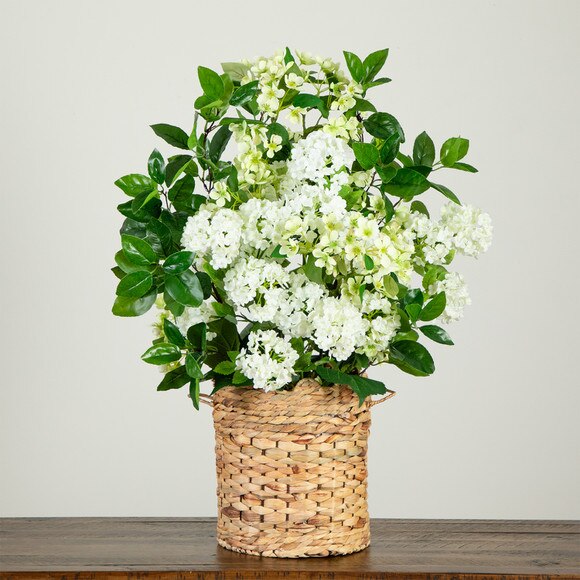 31 Artificial Mixed Flower Arrangement in Hyacinth Weave Basket - SKU #A2240 - 8