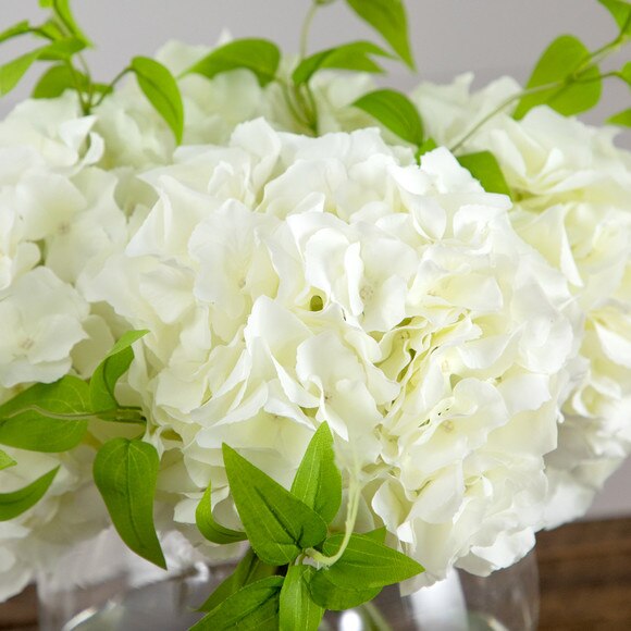 Wedding Collection 18-in Artificial Hydrangea Arrangement in Glass Vase - SKU #A2310 - 2