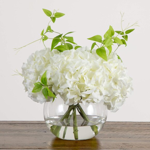 Wedding Collection 18-in Artificial Hydrangea Arrangement in Glass Vase - SKU #A2310 - 6