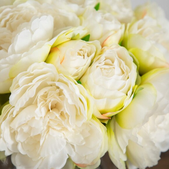 Wedding Collection 11-in Artificial Peony Arrangement in Glass Vase - SKU #A2311 - 2