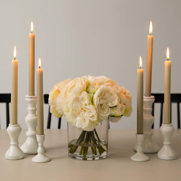 Wedding Collection 11-in Artificial Peony Arrangement in Glass Vase - SKU #A2311 - 4