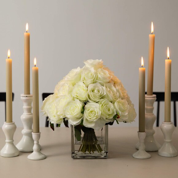 Wedding Collection 13-in Artificial Rose Arrangement in Glass Vase - SKU #A2313 - 4