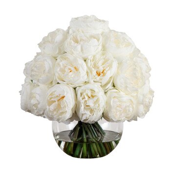 Wedding Collection 15-in Artificial Peony Arrangement in Glass Vase - SKU #A2314