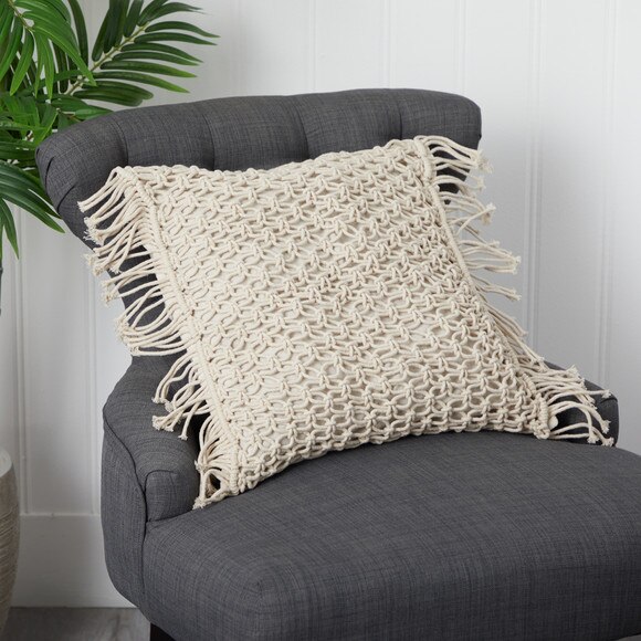 18 BOHO Fringed Woven Macrame Decorative Pillow Cover - SKU #D1019 - 4