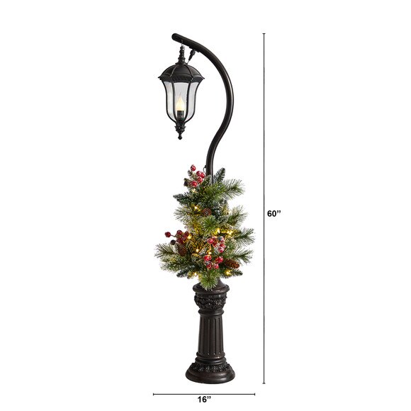 5 Holiday Decorated Lamp Post with Greenery Berries and 30 LED Lights - SKU #D1030 - 1